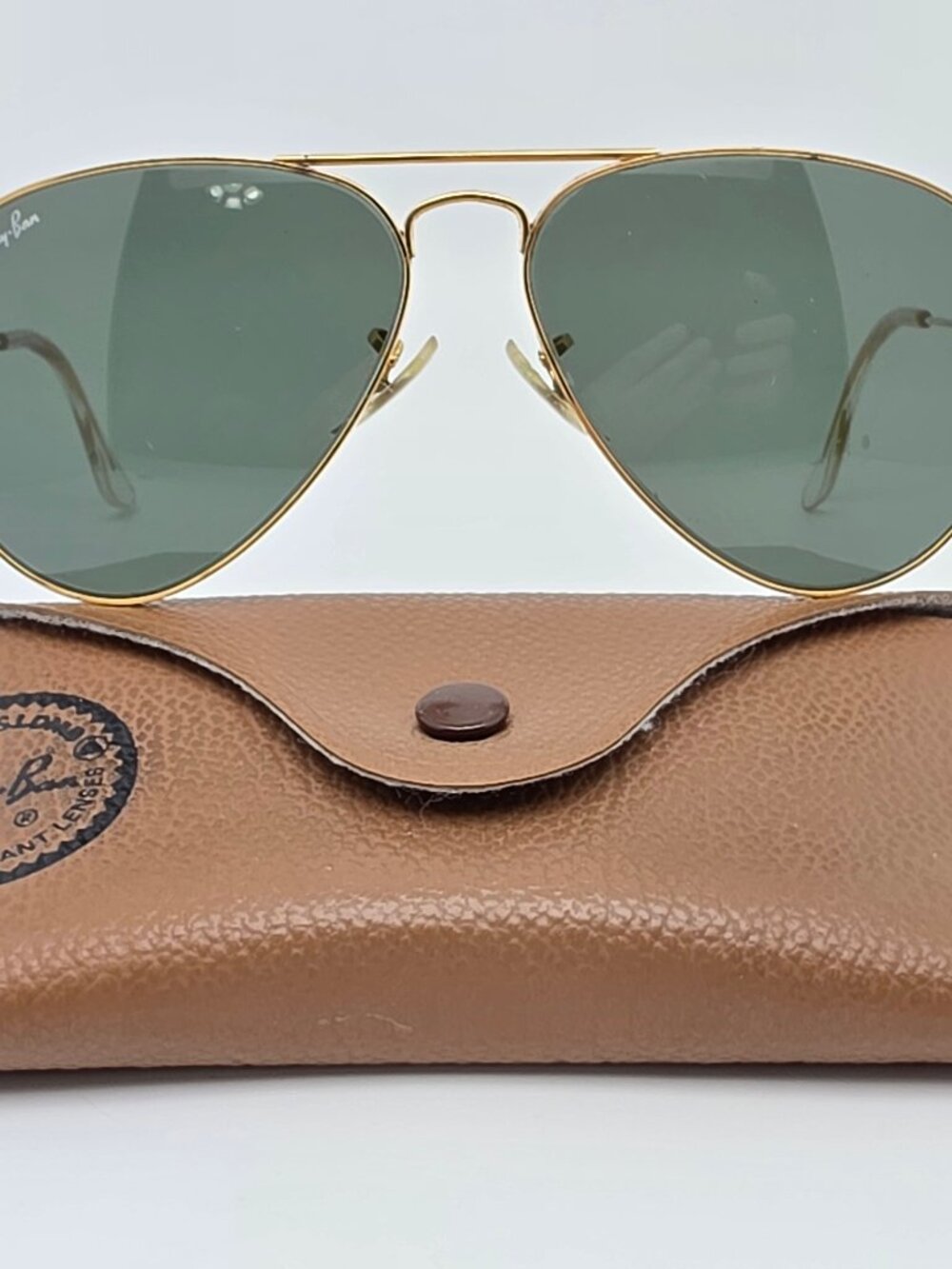 Ray-Ban B&L L0205 Arista Gold G15 Green Glass Lens Aviator Sunglasses w Case 58